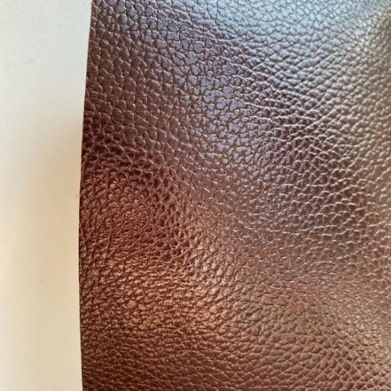 Red Brown Litchi Embossed Cowhide Leather