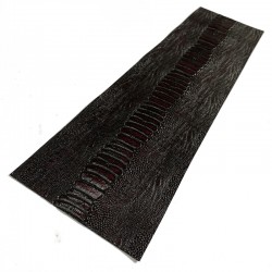 BK / Red Wine Ostrich Leg Embossed Cowhide Leather